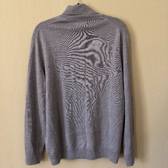 Heather Grey Merino Wool Blend Turtleneck Sweater - Picture 2 of 3